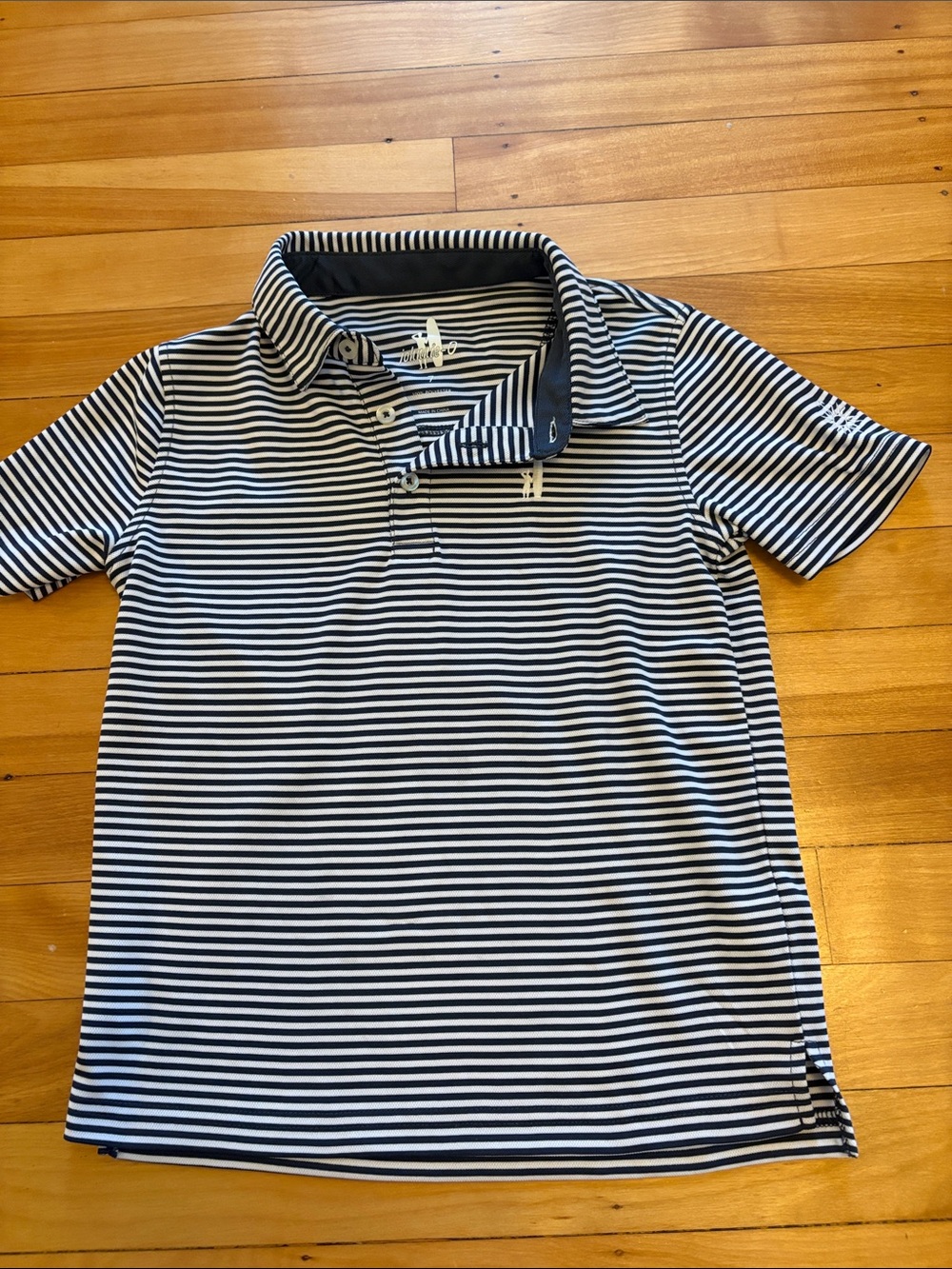 Johnnie O Performance Striped Short-Sleeve Polo Shirt in Navy and White